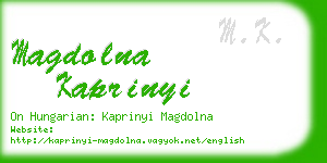 magdolna kaprinyi business card